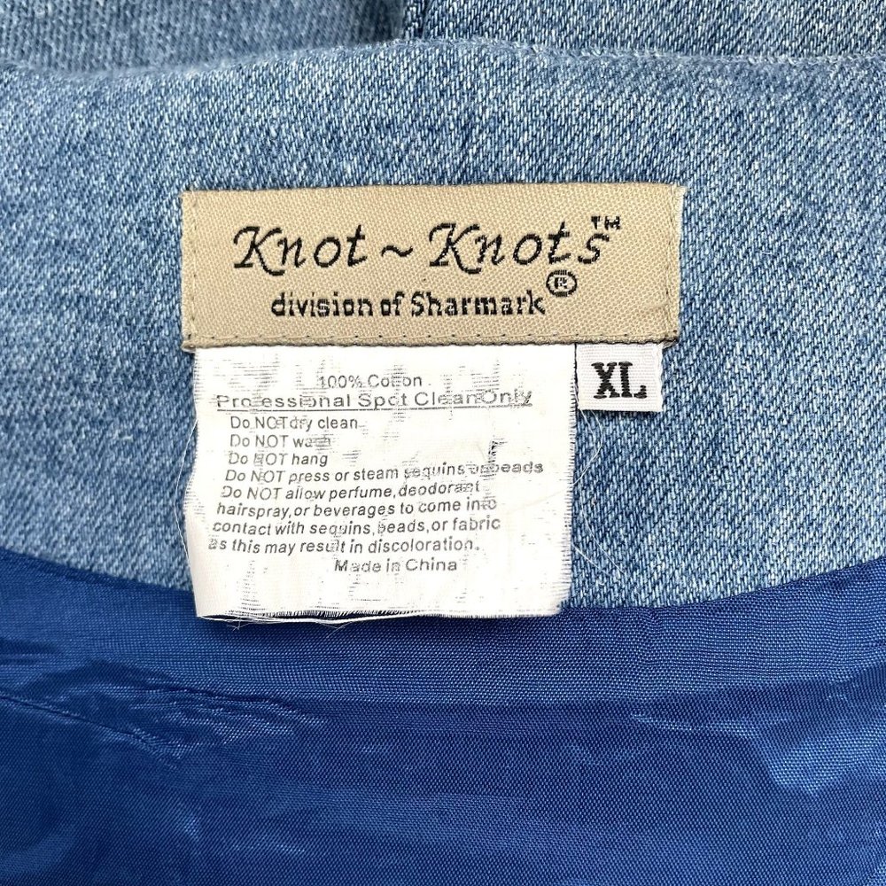 KNOT KNOTS BEADED AND SEQUINS EMBELLISHED WESTERN DENIM VEST SIZE XL - Picture 6 of 8